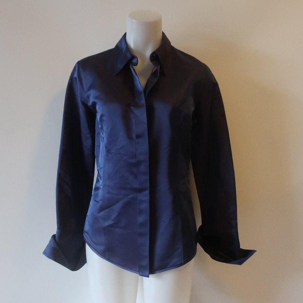 Giorgio Armani Le Collezioni Purple Iridescent Button Down Shirt Sz 6 *